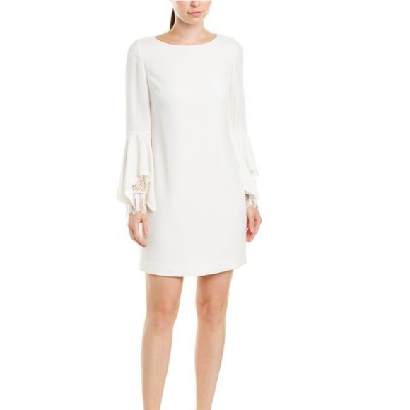 Elie Tahari Dori Lace Trim Bell Sleeve Dress - Picture 2 of 5